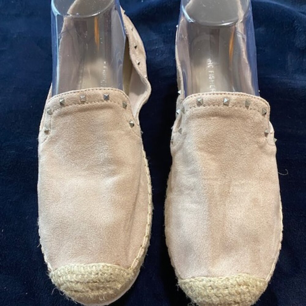 WOMENS MARC FISHER LIGHT PINK FAUX SUEDE STUDDED ESPADRILLES SZ 9